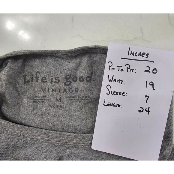 Life Is Good LAKE MY DAY Granola Nature Boat Cabin Hiking Tee Shirt Womens Med - Picture 6 of 7